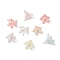 Acrylic Pendants, with Shell Pearl Bead and 304 Stainless Steel Finding, Flower Charm, Mixed Color, 15.5x15.5mm, Hole: 2mm