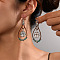 Alloy Synthetic Turquoise Dangle Earrings, Teardrop with Flower, Antique Silver, Sandy Brown, 65mm