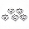 Non-Tarnish 201 Stainless Steel Charms, Laser Cut, Heart Ring with Clover, Stainless Steel Color, 13.5x14.5x1mm, Hole: 1.2mm
