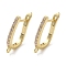 Rack Plating Brass Micro Pave Cubic Zirconia Hoop Findings, Latch Back with Loops, Cadmium Free & Nickel Free & Lead Free, Golden, 18 Gauge, 18x13x2.5mm, Hole: 1.2mm, Pin: 1mm