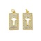 Brass Micro Pave Clear Cubic Zirconia Pendants, Cadmium Free & Lead Free, with Shell, Real 18K Gold Plated, Rectangle, 21.5x11x3mm, Hole: 3.5mm