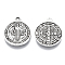 Tibetan Style Alloy Pendants, Saint Benedict Medal, Cadmium Free & Lead Free, Flat Round, Antique Silver Color, Size: about 21mm long, 18mm wide, 2mm thick, hole: 1mm