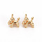 Brass Charms, Nickel Free, Cow, Real 18K Gold Plated, 12x11x4.5mm, Hole: 1.2mm