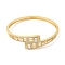 Clear Cubic Zirconia Cuff Bangle, Brass Jewelry for Women, Real 16K Gold Plated, Inner Diameter: 2-1/4x2-1/8 inch(5.75x5.35cm)