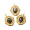 Natural Labradorite Pendants, with PVD Vacuum Plating 201 Stainless Steel Findings, Oval, Real 18K Gold Plated, 25x20x7mm, Hole: 2.5mm