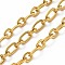 304 Stainless Steel Oval Link Chains, Unwelded, with Spool, Real 18K Gold Plated, Big: 7x4x1mm, Small: 5x4x1mm, 10m/roll