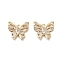 Glass Pendants, with Brass Findings, Butterfly, Real 18K Gold Plated, 14x16x3mm, Hole: 1.4mm