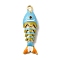 Rack Plating Brass Pendants, with Cubic Zirconia and Enamel, Fish Charms, Long-Lasting Plated, Lead Free & Cadmium Free, Light Sky Blue, 31.5x9x6mm, Hole: 3.5x2mm