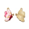 Alloy Enamel Pendants, Golden, Butterfly Charm, White, 24.5x16.5x2mm, Hole: 1.6mm