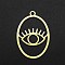 201 Stainless Steel Pendants, Laser Cut, Hollow, Oval with Eye, Golden, 32x21.5x1mm, Hole: 2mm