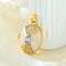 Brass Micro Pave Cubic Zirconia Locket Pendants, with Enamel, Oval, Golden, 22.5x17x9mm, Hole: 4x2.5mm, Inner Diameter: 16.5x12mm