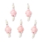 Dyed Synthetic Turquoise Sea Animal Rondelle Beaded Connector Charms, with 304 Stainless Steel Double Loops, Pink, Stainless Steel Color, Turtle, 40x14.5x7mm, Hole: 2mm