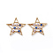 Brass Micro Pave Cubic Zirconia Pendants, Real 18K Gold Plated, Star, Colorful, 18.5x19.5x2mm, Hole: 1.5x3mm