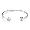 Brass Micro Pave AAA Cubic Zirconia Cuff Bangle, Torque Bangles, Platinum, 2-1/8 inchx2-5/8 inch(53x67mm)