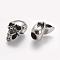 304 Stainless Steel Cord Ends, For Leather Cord Bracelets Making, Skull, Antique Silver, 25x14.5x13.5mm, Mouth Hole: 5x7mm, Inner Diameter: 7mm