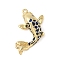 Brass Enamel Pendants, with Cubic Zirconia Fish Shape Charms, Rack Plating, Cadmium Free & Lead Free, Long-Lasting Plated, Real 18K Gold Plated, Blue, 20x12x6.5mm, Hole: 0.8mm
