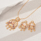 Bohemian Style Moon Brass Micro Pave Cubic Zirconia Earrings & Necklaces Set for Women, Golden