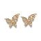Brass Micro Pave Clear Cubic Zirconia Pendants, Nickel Free, Butterfly with Flower, Real 18K Gold Plated, 17x18x2.5mm, Hole: 0.9mm