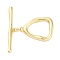 Brass Toggle Clasps, Cadmium Free & Nickel Free & Lead Free, Triangle, Real 14K Gold Plated, 29x32x3mm, Hole: 1.6mm