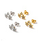 Rack Plating Brass Micro Pave Clear Cubic Zirconia 3 Star Stud Earrings, Long-Lasting Plated, Lead Free & Cadmium Free, Mixed Color, 10x8.5mm, Pin: 0.7mm
