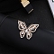 Imitation Pearl Alloy Brooch, with Crystal Rhinestone, Butterfly, 50x40mm