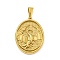 Ion Plating(IP) 304 Stainless Steel Pendants, Oval with Bat Charm, Golden, 35.5x26x4mm, Hole: 9.5x5mm