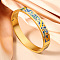 304 Stainless Steel Enamel Bangles, Hinged Bangles for Women, Flower, Real 18K Gold Plated, Real 18K Gold Plated, Royal Blue, Inner Diameter: 2-3/8 inch(6cm)