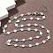 304 Stainless Steel Textured Flower Link Chain Necklaces, Non-Tarnish, Stainless Steel Color, 17-3/8 inch(44.2cm)
