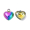 Ion Plating(IP) 304 Stainless Steel Pendants, Heart Charms, Rainbow Color, 15.5x14x4.5mm, Hole: 1.7mm
