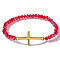 Boho Cross with Glass Beaded Stretch Bracelet for Women, Golden