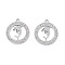 304 Stainless Steel Pendants, with Crystal Rhinestone, Ring with Dolphin, Stainless Steel Color, 26x22.5x2mm, Hole: 2mm