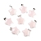 Natural Rose Quartz Pendants, Pendants, with Platinum Tone Brass Findings, Star, 23.5x20.5x7.5mm
