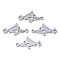 Tarnish Resistant 201 Stainless Steel Links connectors, Laser Cut, Shark, Stainless Steel Color, 9.5x18x1mm, Hole: 1.4mm