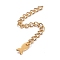 304 Stainless Steel Chain Extender, Curb Chain, with 202 Stainless Steel Charms, Fish, Golden, 60~65mm, Link: 3.7x3x0.5mm; Fish: 8x3.8x1mm