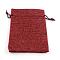 Polyester Imitation Burlap Packing Pouches Drawstring Bags, for Christmas, Wedding Party and DIY Craft Packing, Dark Red, 9x7cm