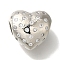 Heart Rack Plating Brass Micro Pave Clear Cubic Zirconia Beads, Long-Lasting Plated, Cadmium Free & Lead Free, Platinum, 12x13x8mm, Hole: 4.5mm