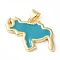 Eco-Friendly Rack Plating Brass Enamel Pendants, Long-Lasting Plated, Lead Free & Cadmium Free, Real 18K Gold Plated, Map Charm, Dark Turquoise, 16x20x2mm, Hole: 5x3.5mm