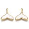 Natural Freshwater Shell Pendants, with Brass Findings, Nickel Free, Real 18K Gold Plated, Mermaid Tail Shape, Creamy White, 16.5x16.5x2.5mm, Hole: 1mm