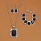 Rectangle Alloy with Synthetic Turquoise Pendant Necklaces & Dangle Earrings & Link Bracelets Sets, Antique Silver, Black, 19.29 inch(490mm)