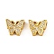 Brass Clear Cubic Zirconia Beads, Cadmium Free & Nickel Free & Lead Free, Butterfly, Matte Gold Color, 10x12x4mm, Hole: 1.2mm