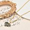 Brass Micro Pave Clear Cubic Zirconia Black Leopard Print Heart Pendant Necklaces for Women, Golden, 17.81 inch(45.25cm)