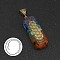 Natural & Synthetic Mixed Gemstone Rectangle Pendant Necklace, Chakra Theme Necklace