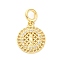 Brass Clear Cubic Zirconia European Dangle Pendants, Religion Large Hole Pendants, Real 16K Gold Plated, Flat Round, Cadmium Free & Lead Free, 25mm, Hole: 4.5mm, pendants: 18.5x16x1.5mm