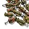 Natural Unakite Pendants, with 201 Stainless Steel Finding, Angel, 24~25x15~16x7~8mm, Hole: 5x7mm