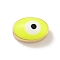 Real 18K Gold Plated Brass Beads, with Enamel, Cadmium Free & Lead Free, Long-Lasting Plated, Oval with Evil Eye, Yellow, 6.5x10x5.5mm, Hole: 1.2mm