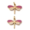 304 Stainless Steel Enamel Charms, Dragonfly Charm, with Jump Ring, Ion Plating(IP), Real 18K Gold Plated, Colorful, 11.5x16x1.5mm, Hole: 2.5mm