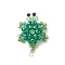 3D Electroplate Glass Seed Beaded Tortoise Pendants, with Real 18K Gold Plated Copper Wire, Faceted, Green, 37.5x24x14.5mm, Hole: 1.8mm