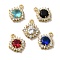 Brass Micro Pave Clear Cubic Zirconia Pendants, Real 18k Gold Plated, Rhombus, Mixed Color, 11.5x9.5x3mm, Hole: 1mm