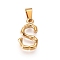 304 Stainless Steel Pendants, Bamboo Style, Letter, Ion Plating(IP), Real 18K Gold Plated, Letter.S, 19x11x3.5mm, Hole: 3x7mm