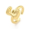 Brass Letter Open Cuff Rings for Women, Cadmium Free & Lead Free, Adjustable, Real 18K Gold Plated, Letter E, 15~16.5x7~16.5mm